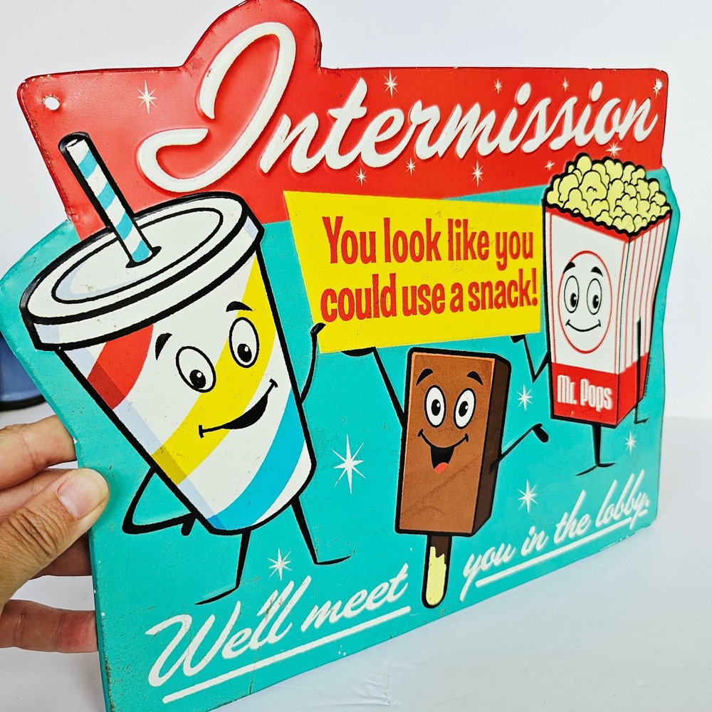 Retro Open Road Brands Intermission Tin Sign Movie Theater Snack Bar Wall Decor